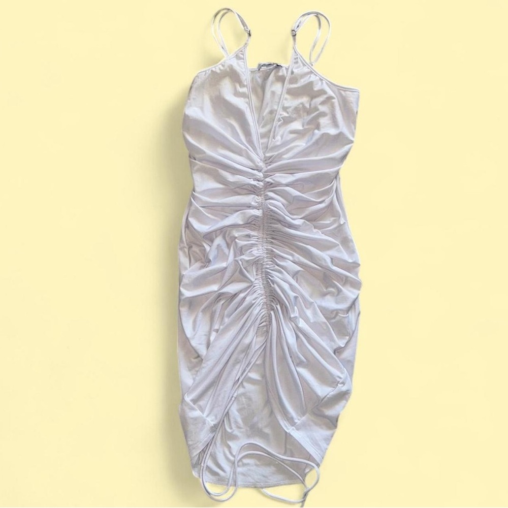 Elegant White Ruched Dress